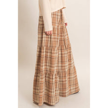 Mocha Tiered Plaid Wide-Leg Pants