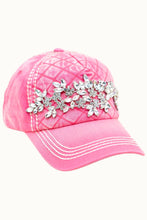 Yellow Floral Vine Bejeweled Glitz Quilted Cap, Adjustable: