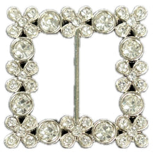 Tee Tie Square Flower Silver Blingy Clear Rhinestones