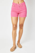 Magenta High Waist Garment Dyed Embroidery Judy Blue Shorts