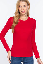 Red Long Sleeve Crew Neck Thermal Knit Top