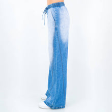 Blue Wash Wide Leg Pull On Jeans