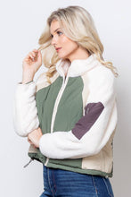 Faux Sherpa Quilted Zip Pocket Bomber Puffer Jacket