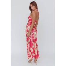 Fuchsia Halter Floral Maxi Dress