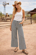 Black White Stretch Striped Wide Leg Pants