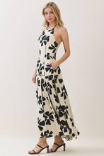 Ivory Floral Print Sleeveless Halter Maxi Dress