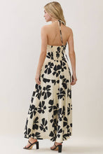 Ivory Floral Print Sleeveless Halter Maxi Dress