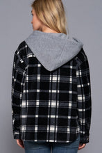 Black Ivory Long Sleeve Plaid Button Down with Hoodie Fleece Jacket