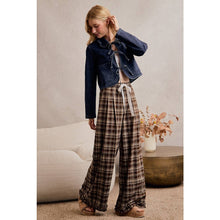 Brown Plaid Check Wide Leg Pants