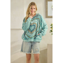 Mint Blue Washed Heart Patchwork Oli+Hali Knit Pullover