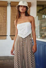 Taupe Spaghetti Tie Waist Stripe Print Wide Bucketlist Pants
