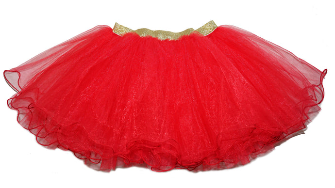 Kids Gold Elastic Red Tutu Skirt