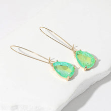 Light Blue Teardrop Stone Cushion Dangle Earrings