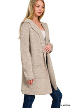 Black Hooded Open Front Sweater Cardigan