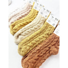 Neutral Tone Solid Cable Pattern Cozy Socks: MIX COLOR / ONE(12)