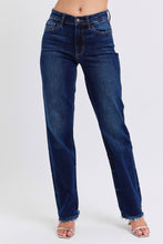 Dark Mid Rise Straight Leg with Fray Hem Judy Blue Jeans