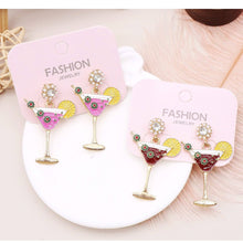 12pk Rhinestone Dangle Cocktail Glass Earrings