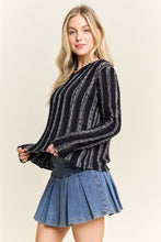 Black Vertical Textured Stripe Sweater