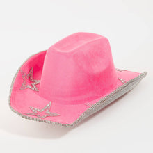 Rhinestone Stars Studded Cowboy Hat: Fuchsia