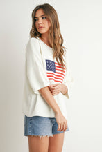 Ivory Multi Flag Print Knit Sweater