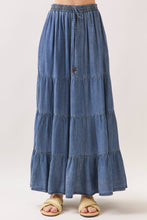 Medium Washed Tencel Tiered Maxi Skirts