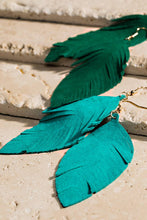 Light Grey Genuine Leather Leaf Earrings