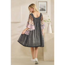 Black Multi Washed Mix Printed Tiered Ruffle Oli+Hali Tunic