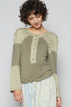 Olive Multi Round neck ruffle sleeve POL Jersey knit top