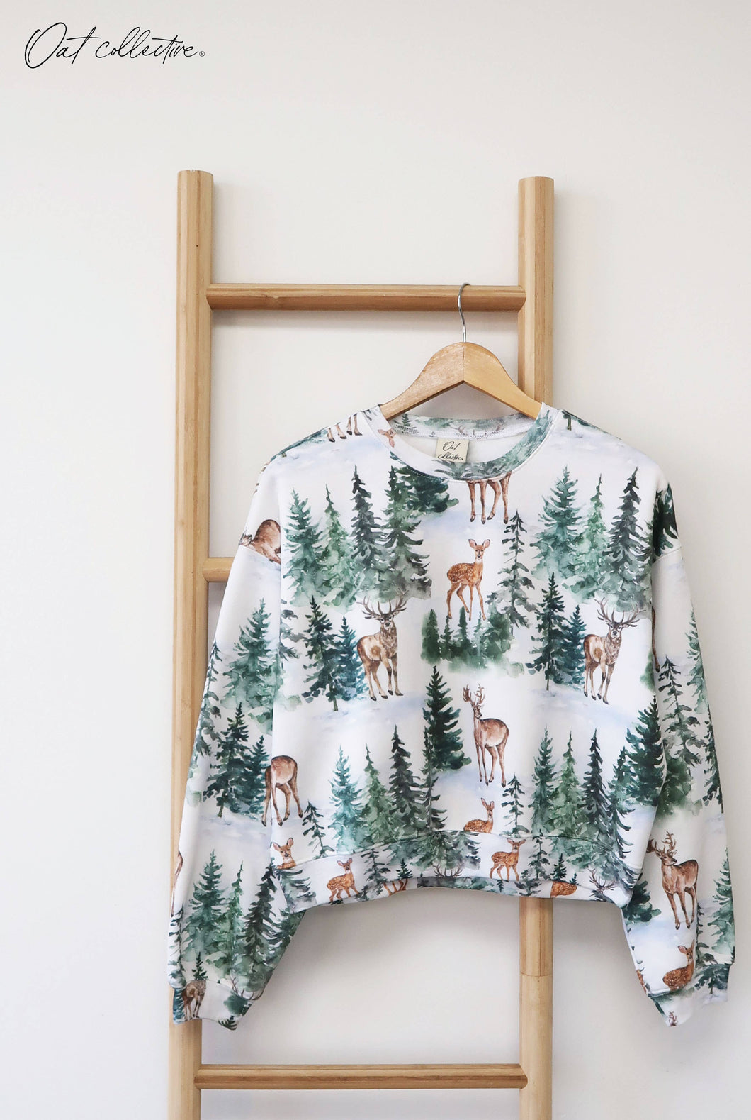 Reindeer Cropped Sweatshirt