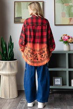 Mineral Washed Embroidered Flannel Oli&Hali Shirt: Red