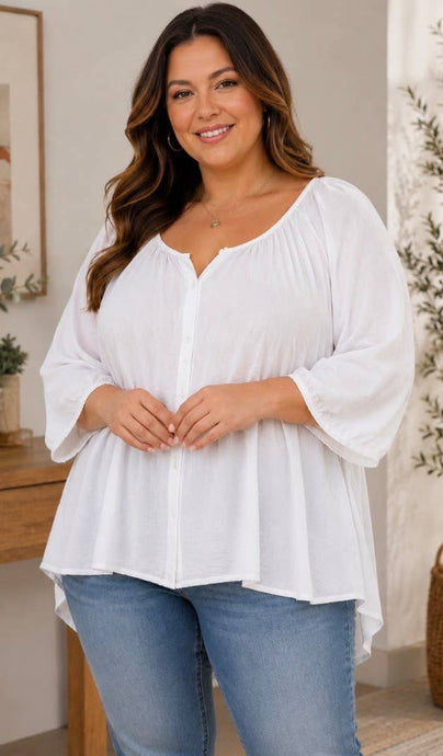 Ivory Plus Button Top