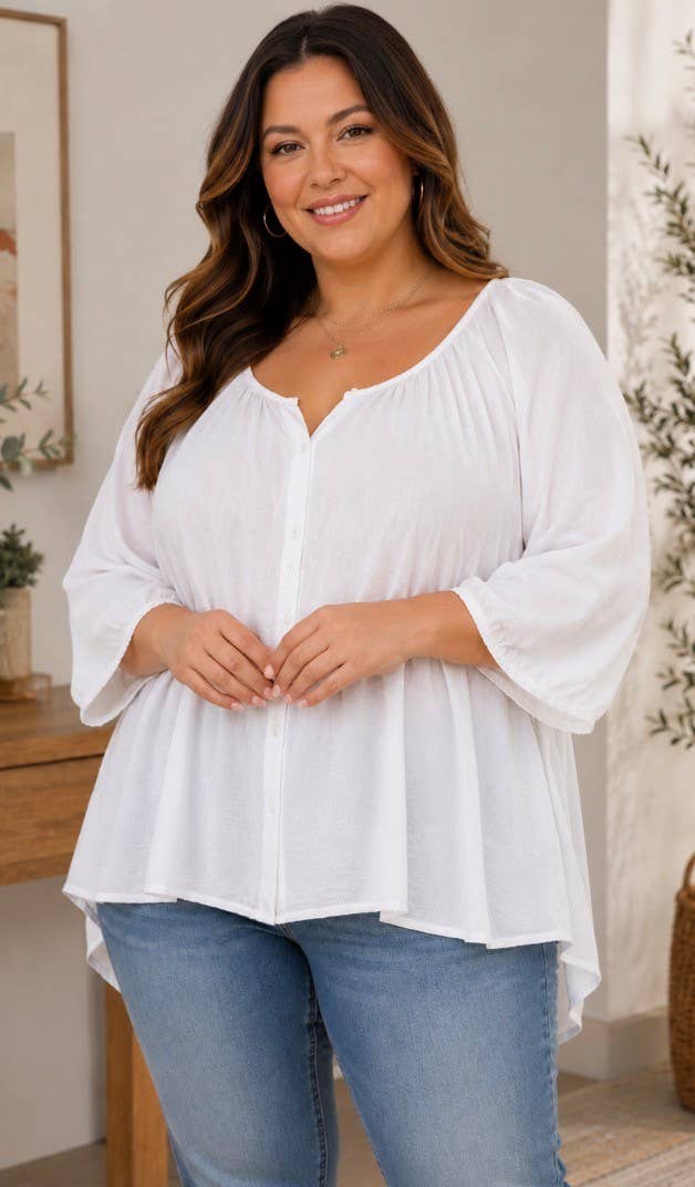 Ivory Plus Button Top