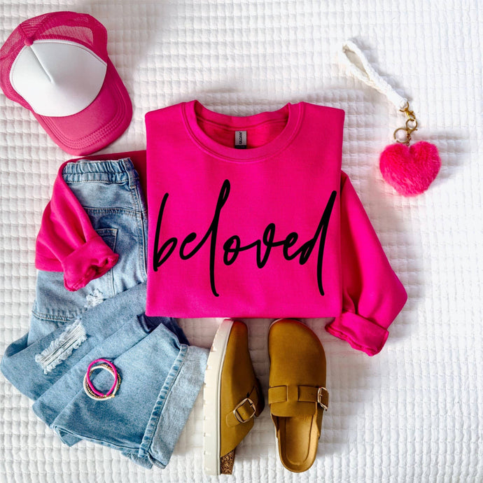 New Beloved Pink Christian Valentine Graphic sweatshirt