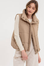 Cocoa Solid Zip Up Puffer Vest