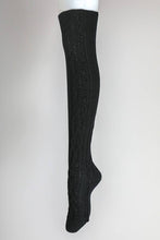 Black Bold & Cozy Thigh-High Cable Knit Socks
