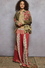 Raspberry Multi Long sleeve double gauze patchwork shirred ruffle POL shirts