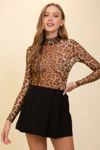 Gold Taupe Leopard Print Mesh Bodysuit