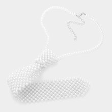 White Pearl Neck Tie Necklace
