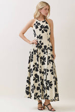 Ivory Floral Print Sleeveless Halter Maxi Dress