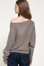 Heather Taupe Long Sleeve Wide Boat Neck Studded Sweater
