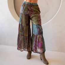 Long Flared Patchwork Young Threads Pants: Grey