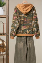 Camo Floral Print Camo Zip-Up Hoodie