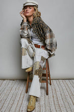 Allover Print Pattern Raw-Edge Fringe Trim Shirt Jacket: CHOCO MULTI / L