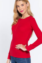 Red Long Sleeve Henley Thermal Knit Top