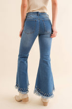 Blue B Destressed Bottom Edge w/ Rhinestone Jeans: MED DENIM