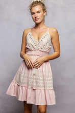 Pink V-Neck Sleeveless Cotton POL Dress with Eyelet Detail Smocked Waist