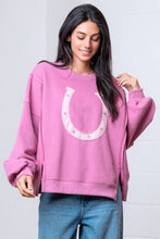 BOAT NECK SHOEHORSE CONTRASTED SWEATSHIRT