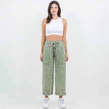 Olive Washed Barrel Fit Pants