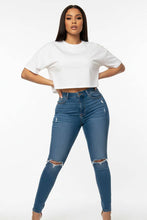 White Short Sleeve Round Neck Basic Crop Top