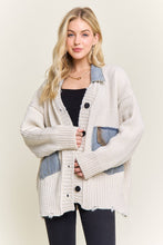 Ivory Distressed Ribbed Knit Cardigan